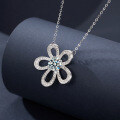 S925 Sterling Silver Moissanite Sunflower Pendant Necklace-0-0