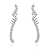 wholesale S925 Sterling Silver Minimalist Personality Long Tassel Zircon Earrings for Women, High-End Small Luxe Style, Small Unique Design-Platinum 925 silver
