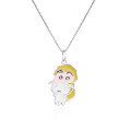 wholesale 925 Sterling Silver Cartoon Anime Cute Little White Dog in Pajamas Crayon Shin-chan Necklace DIY Jewelry Enamel Pendant-0-4