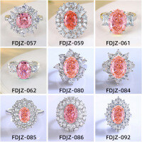 wholesale S925 Sterling Silver Borderless Style Women's Ring with High Carbon Diamond Ice Flower Cut Padparadscha Original Design Collection-FDJZ-105-Padparadscha No.8