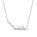 wholesale S925 Sterling Silver Micro-Paved Bamboo Knot "You Are Enough" Necklace for Women, Light Luxury Elegant Temperament Chinese Style Collarbone Chain-0-4