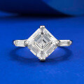 wholesale S925 Silver Ring with Sparkling Asscher Cut 8*8mm White Simulated Diamond for Women, Ladies' Gift Live-0-5