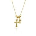 wholesale S925 Sterling Silver Gold Store Same Style Double Cross Diamond Inlaid Necklace for Women, Fashion Minimalist Versatile Collarbone Chain Accessory-0-4