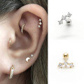 wholesale S925 Sterling Silver Threaded Three-zircon Mini Cartilage Ear Studs, Hot Selling In Europe And America-0-2