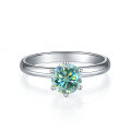 wholesale S925 Silver Green Moissanite 1 Carat Halo Ring with GRA Certificate, Light Luxury Fashion Gemstone Ring-0-4