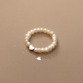 wholesale S925 Silver Pearl Beaded Heart Ring, Smooth Heart Shape Index Finger Ring R00211-0-3