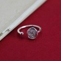 wholesale S925 Sterling Silver New Chinese Tibetan Style Goddess of Wealth Zhajilamu Adjustable Ring for Women, Minimalist Band, Vintage National Style-0-5