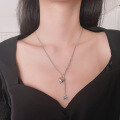 wholesale S925 Sterling Silver 3D Heart Star Tassel Necklace Retro Luxury Minimalist Design Women's Collarbone Chain-0-0