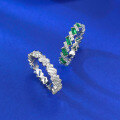 wholesale S925 silver new European and American style emerald-cut full diamond row ring, dazzling emerald ring-0-3
