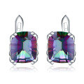 wholesale S925 sterling silver inlaid luxury colorful gemstone ear studs, simple fashion and personalized coated crystal earrings-0-4