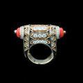 wholesale 925 Silver Gold-Plated Ring with High Carbon Diamonds, Cardium Red Coral, Versatile Jewelry for Women, Perfect for Events and Banquets-0-3