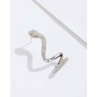 wholesale S925 Sterling Silver Full Diamond Snake Wrap Earring for Women, Fashion Single Stud Earring, European and American Unique Niche High-End Sense Jewelry-Earring [left] Single - with plastic ear plug  925 silver