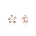 wholesale S925 Sterling Silver Fashionable Sweet and Elegant Pearl Earrings with Crystal Rhinestones and Mother-of-Pearl Creative Floral Stud Earrings for Women-0-4
