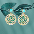 wholesale 925 Silver Bfirst Cultural and Creative Design Malachite Accessories New Chinese-style Earrings for Women High-end Turquoise Earrings-0-2