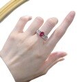 wholesale S925 Silver 6*8mm Oval Pigeon Blood Red Ring, Fashion Minimalist Luxury Personality Ins Trend-0-4