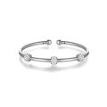 wholesale S925 Silver Alloy Open Cuff Bracelet with Crystal Accents, a Trendy Cross-Border Fashion Accessory-0-4