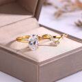 wholesale S925 Silver Set Two-Piece Moissanite Ring Oval-Shaped Main Stone Exquisite Suit Ring-0-2