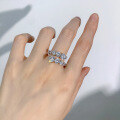 wholesale new 925 silver openable ring with 65mm round diamond and high-carbon diamond, versatile women's style-0-1