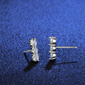 Sterling Silver Earrings Women's Studs Simple Wedding Moissanite Gift-0-0