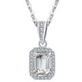 wholesale S925 sterling silver cross-border wholesale rectangular emerald halo moissanite pendant necklace women's silver jewelry accessories-0-4