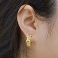 wholesale S925 Gold-Plated Metal, Retro Sandblasted High-End Four-Leaf Clover Petal Earrings for Women Wholesale-0-3