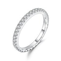 wholesale 925 Sterling Silver Plated White Gold Full Eternity Band Ring with Moissanite, Fashionable and Elegant-Moissanite Diamond Ring  US Size 5