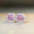 wholesale S925 Sterling Silver Pink Diamond Stud Earrings Cute Sakura Pink Ins Style Radiant Ice Flower Cut Earrings for Women Wholesale-0-1