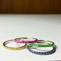 wholesale 925 Sterling Silver Red, Blue, and Green Thin Delicate Ring Fashionable Personality Ring Thin Row Diamond Ring Ins-0-0