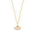 Sterling Silver Minimalist Ginkgo Leaf Necklace with Diamond Accents-0-3