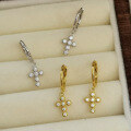 wholesale S925 Sterling Silver Zircon Cross Ear Hoops with Ear Clasps, Fashionable, Minimalist, Trendy, Versatile for Everyday Wear-0-2