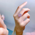 wholesale S925 Sterling Silver Bubblegum Pink Diamond 8*10 Radiant Ring for Cross-Border Dropshipping by Zhuozhifan Jewelry New Collection-0-3