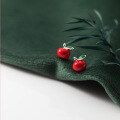 wholesale S925 Sterling Silver Korean Style Resin Apple Stud Earrings, Simple, Unique, Cute Fruit Ear Accessories for Women M02753-0-2
