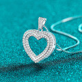 S925 Silver Moissanite Double-Layer Heart Pendant Necklace-0-0