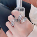 wholesale S925 Sterling Silver Retro Vintage Classic Style 3D Feather Design Adjustable Ring Unisex-0-1