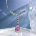 wholesale S925 Sterling Silver New 8*12 Pink Diamond Y-Shape Teardrop Pendant Necklace, Elegant, Sweet, Classic and Minimalist-0-3