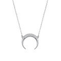 wholesale 925 Sterling Silver New Moon-shaped Zircon Pendant Necklace, Ins-style High-end Silver Sweater Chain for Women-0-6