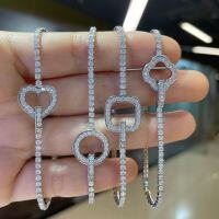 wholesale S925 silver plated with 18k gold, classic 4-prong full moissanite tennis bracelet with minimalist design, 20mm-Round  6.5 inches (16.25 cm)