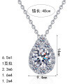S925 Sterling Silver Moissanite Necklace with Teardrop Pear Pendant, Elegant and Versatile-0-3