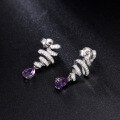 wholesale S925 Silver New Design Sense Natural Amethyst Gemstone Earrings French Romantic Style Inlaid with Natural Colored Gemstones-0-1