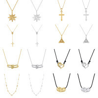 wholesale 925 Sterling Silver Y-Shaped Cross Pendant Lock Necklace for Women, Hot-Selling-SGAN02-14K 925 silver