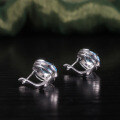 wholesale S925 Sterling Silver Oval Natural Topaz Sky Blue Earrings for Cross-Border European and American Market-0-2
