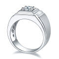 wholesale S925 Sterling Silver Wide Face Bold Men's Ring 1 Carat Diamond Moissanite Wedding Band Wholesale-0-4