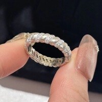 wholesale 925 Sterling Silver Vintage Style Filigree Engraved Wrapped Ring with Row of Diamonds, French-inspired Light Luxury Diamond Ring for Women-Platinum US No. 7 (Hong Kong 14-15)