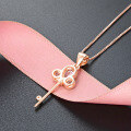 wholesale S925 Silver Zircon Stone Necklace, Creative Design Key-Shaped Pendant, Fashion Cross-Border Women's Collarbone Chain-0-2