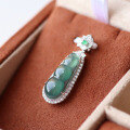 wholesale S925 Silver Inlaid Factory Wholesale New Natural Jadeite A-Grade Ice-Type Blue Water Four-Season Bean Lucky Bean Pendant for Gift-0-1