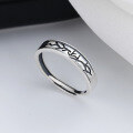 wholesale S925 Sterling Silver Tide Sheng Mountain Sea Small Fish Totem Ring, Vintage Distressed Alternative Style Creative Fashion Index Finger Ring for Women-0-0