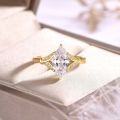 wholesale S925 Silver Set Marquise Moissanite Ring Elegant Classic Design Shining Fashion Amazon Best Seller-0-2