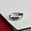 wholesale 925 Sterling Silver Lotus Flower Ring, Fashion Retro Chinese Style Open Adjustable Ring, Minimalist Niche Unisex Band-0-1