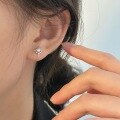 wholesale Metal: S999 Sterling Silver, Eight-Pointed Star Ear Studs Women, Ins Style Light Luxury Fashion High Street Wind Earrings Ear Accessories New-0-2
