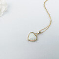 wholesale S925 Silver INS Style Heart-Shaped Opal OPAL Pendant White Opal Jewelry Necklace Pendant-0-2